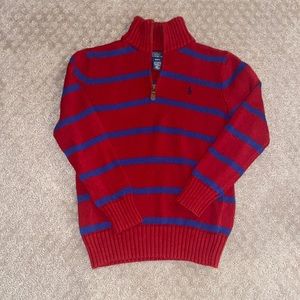 Knit half zip pull over